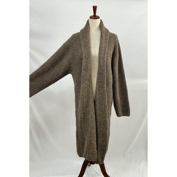 OZMA Sz M/L Sloan Duster Bark Open Front Cardigan Sweater Alpaca Thick - Picture 7 of 12